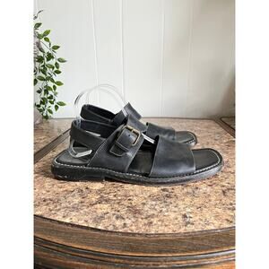 Vintage Cole Haan‎ Country Black Leather Sandals 12 Made in India Fisherman